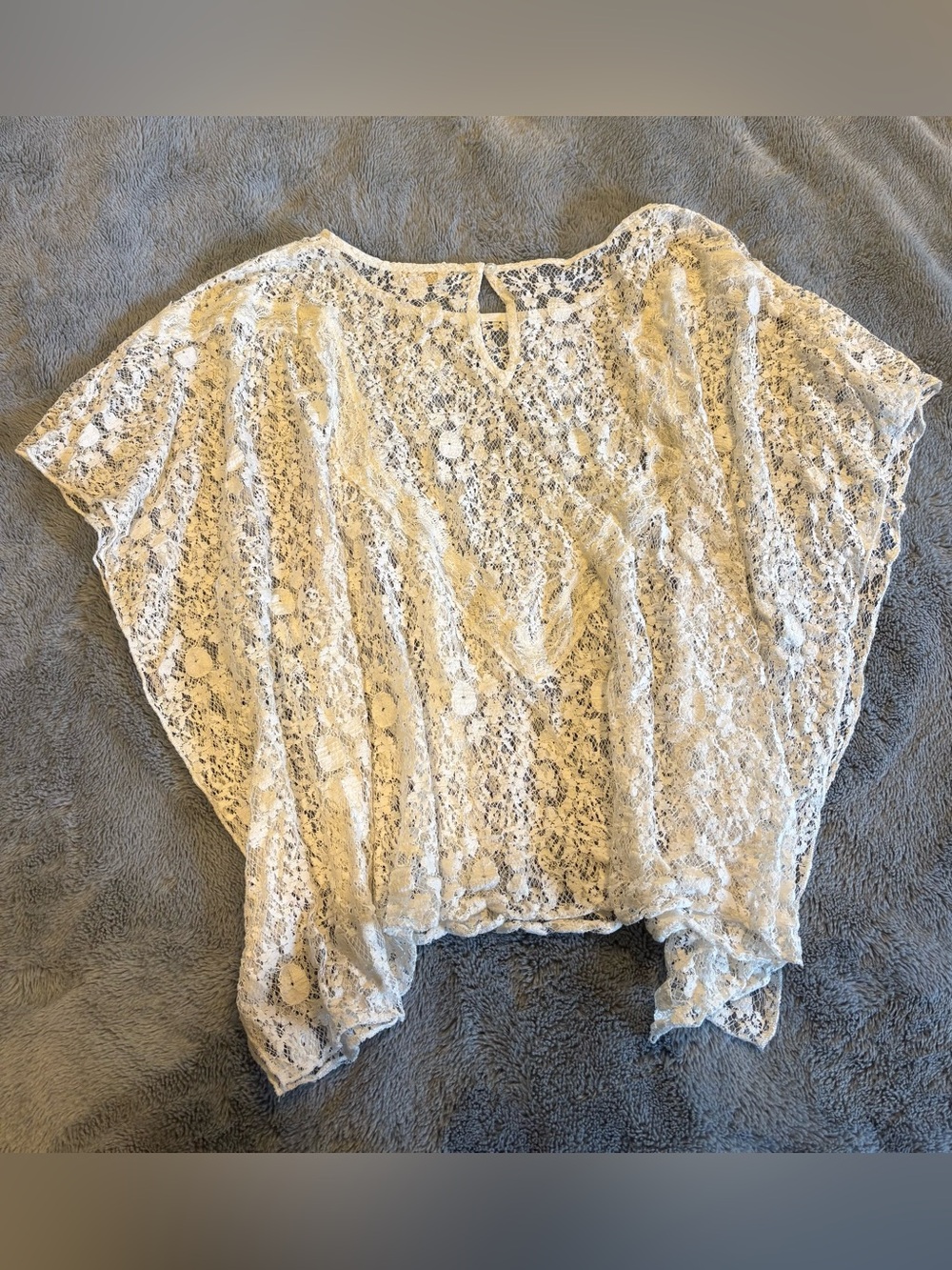 Charming Charlie White Floral Lace Overlay Top